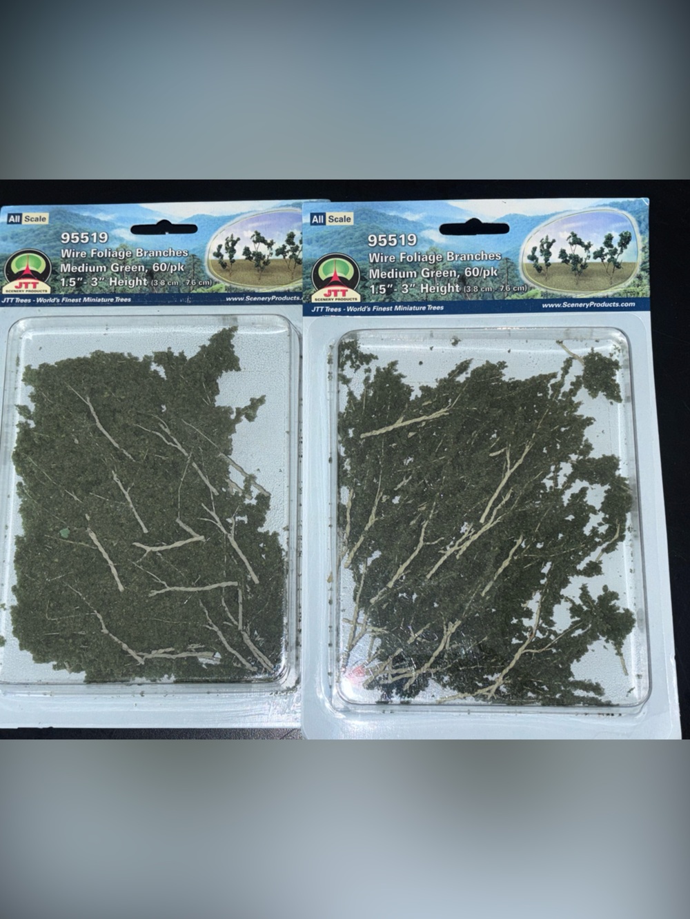 JTT Scenery 95519 Foliage BranchesMedium Green 1.5" to 3" 60 pcs set of 2pks
